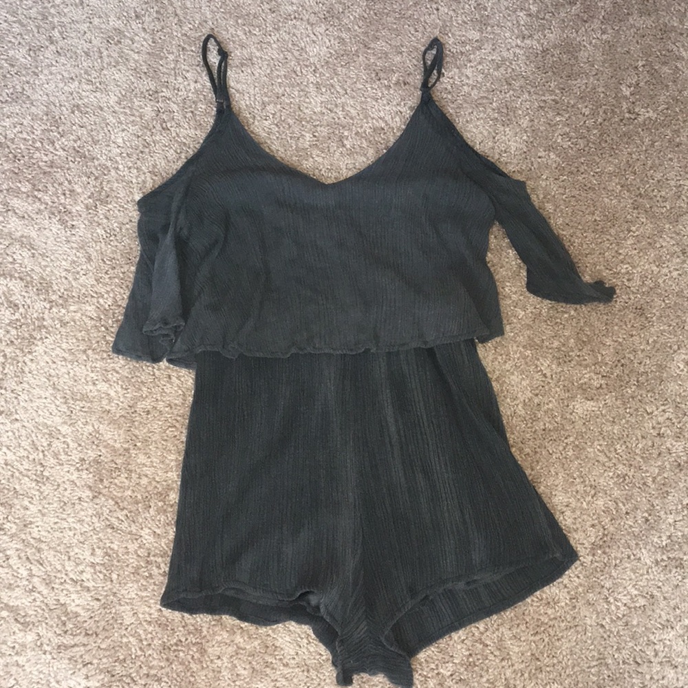 see You Monday off the shoulder dark gray romper